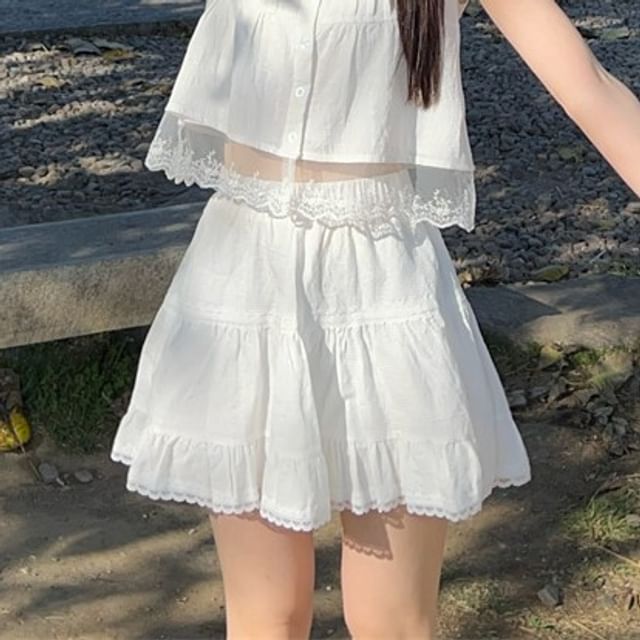 / Designs) Cami Top Trim (Various Lace A-Line High Waist Skirt