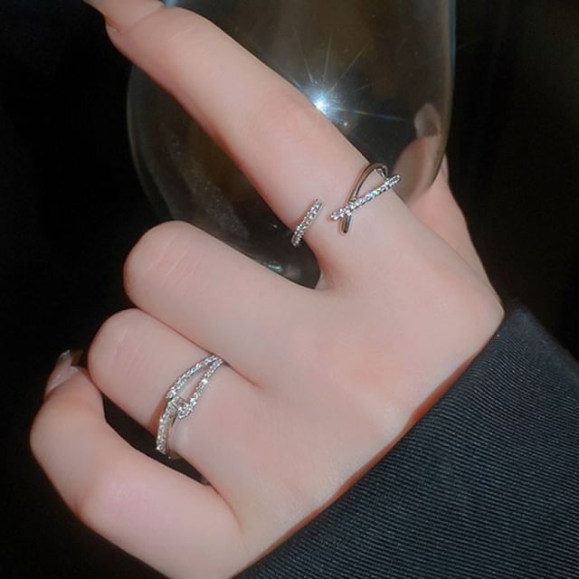 Rhinestone Open Designs) (Various Ring Alloy