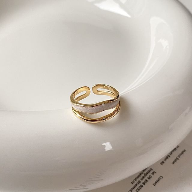 Rhinestone Ring Open / Alloy Glaze Layered