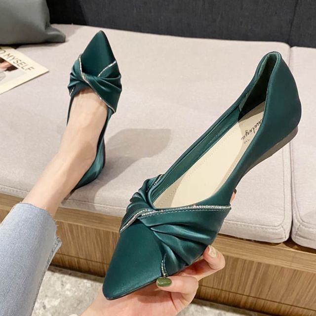 Rhinestone Bow Flats Pointed-Toe