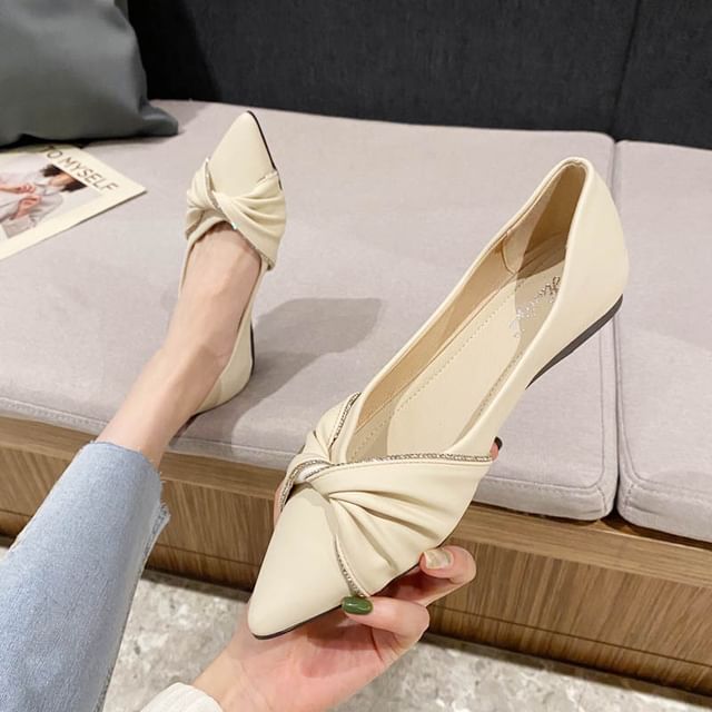 Rhinestone Bow Flats Pointed-Toe