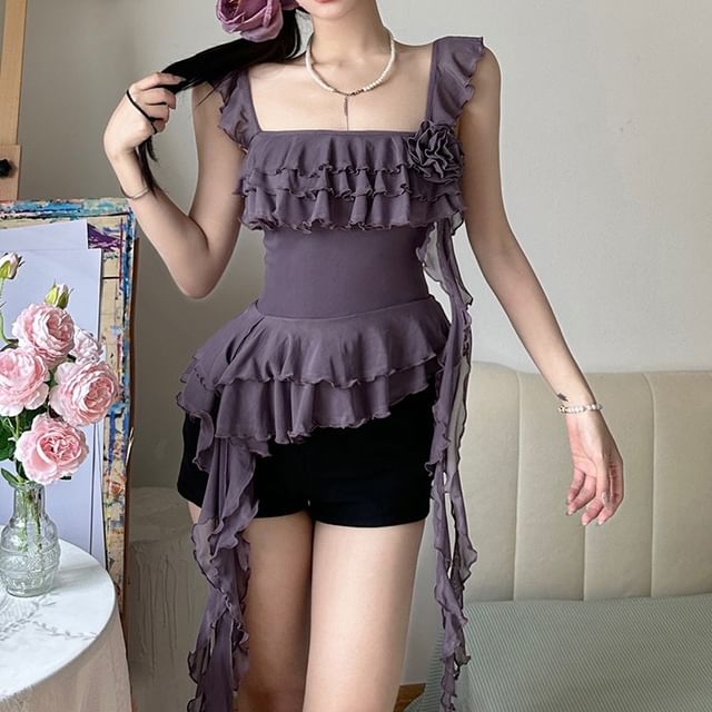 Camisole Ruffle Top Trim Plain