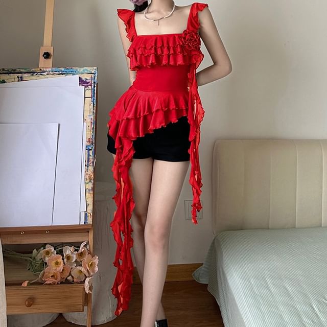 Camisole Ruffle Top Trim Plain