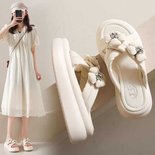 Slide Sandals Flower Platform