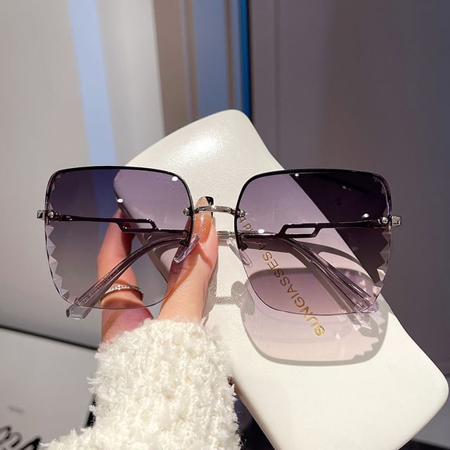 Half Square Frame Diamond Sunglasses Cut