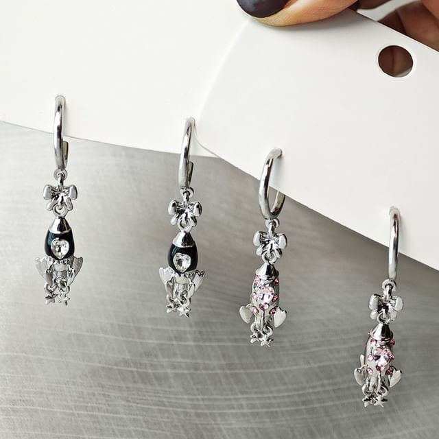 Rhinestone Rocket Hoop Drop Earring