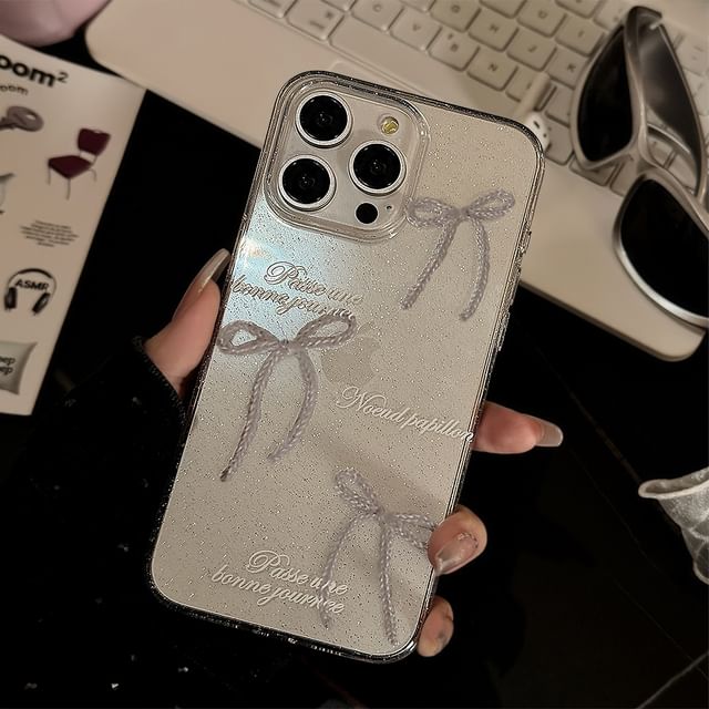 Faux Case Phone Bow Pearl