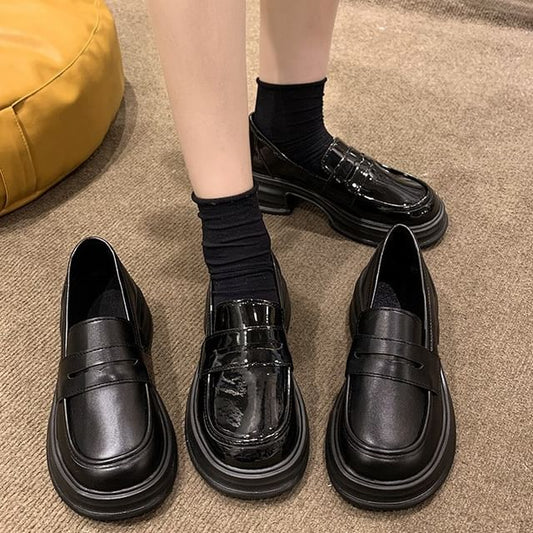 Platform Loafers Faux Leather