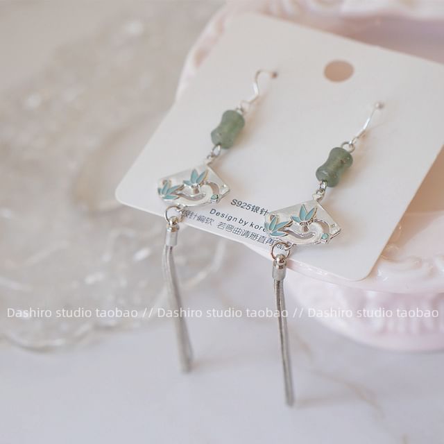 Fan Gemstone Earring Dangle Alloy Faux