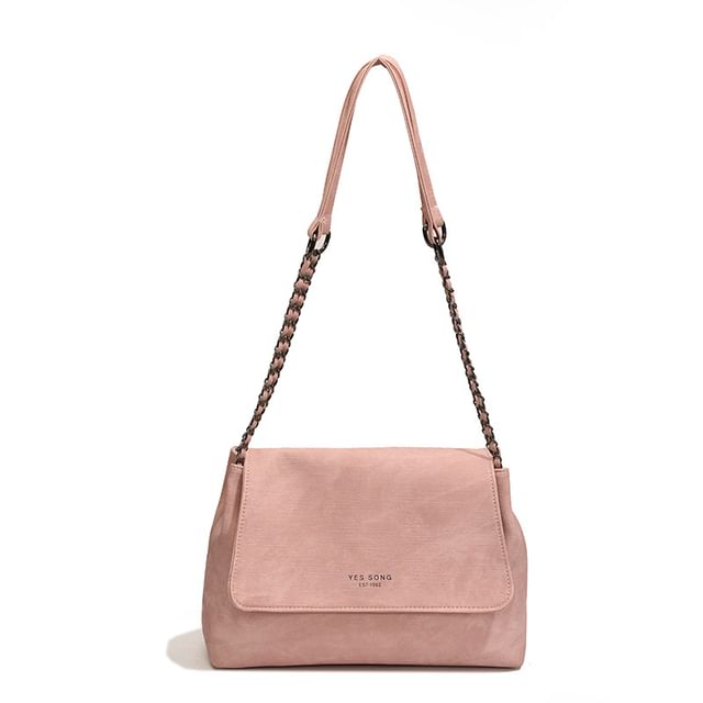 Strap Leather Lettering Tote Flap Faux Chain Bag