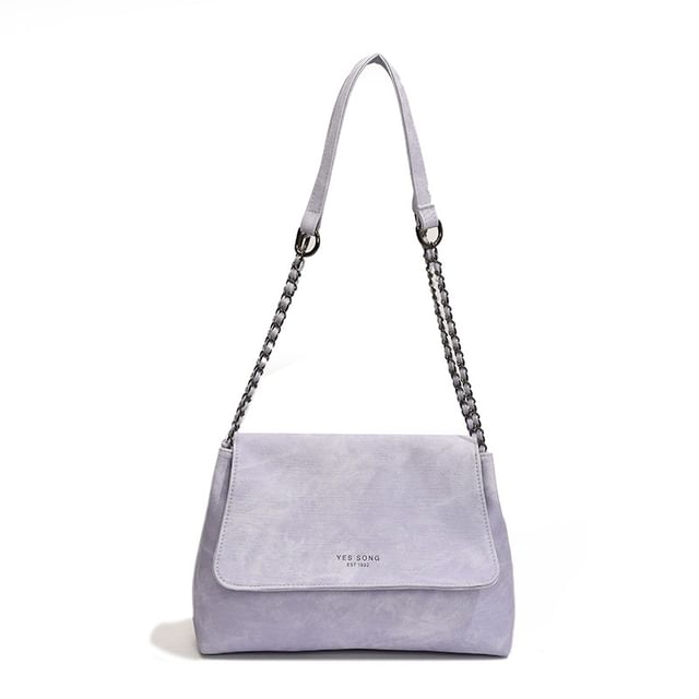 Strap Leather Lettering Tote Flap Faux Chain Bag