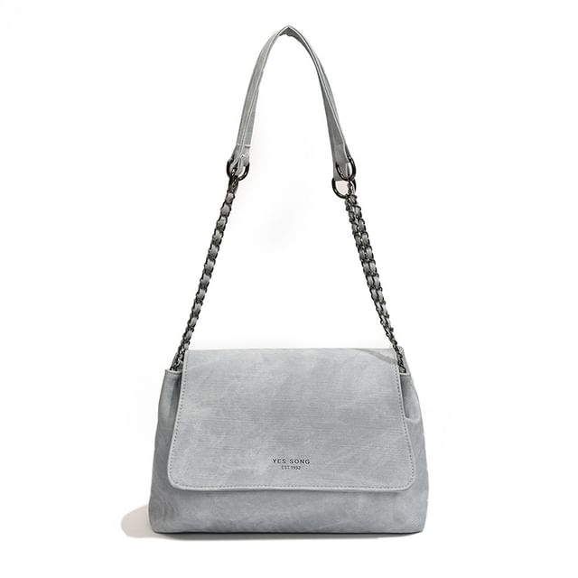 Strap Leather Lettering Tote Flap Faux Chain Bag