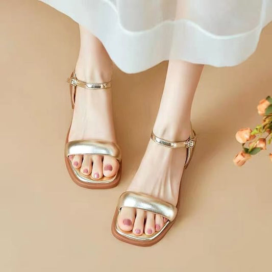 Sandals Metallic Leather Faux