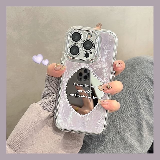 Pearl Mirrored Phone Case Faux
