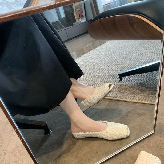 Peep Leather Genuine Flats Toe