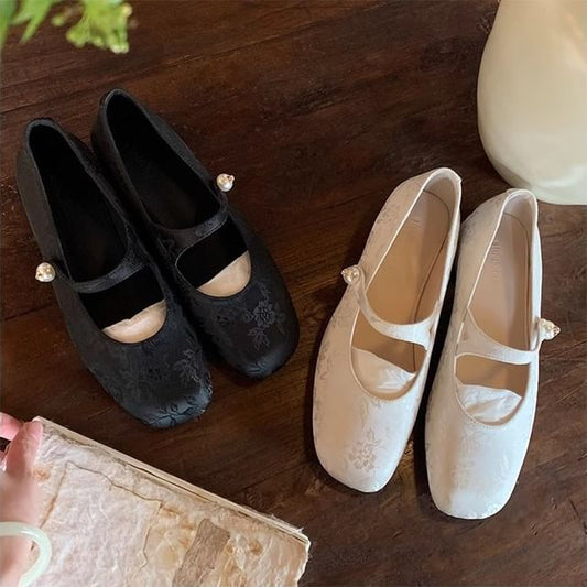 Flats Jane Mary Faux Pearl Fabric