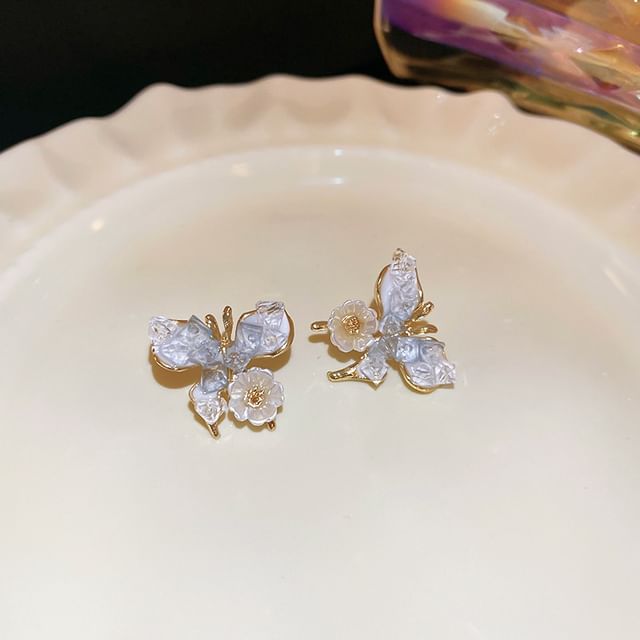 Pearl Alloy Floral Butterfly (Various Designs) Earring Faux / Stud Crystal