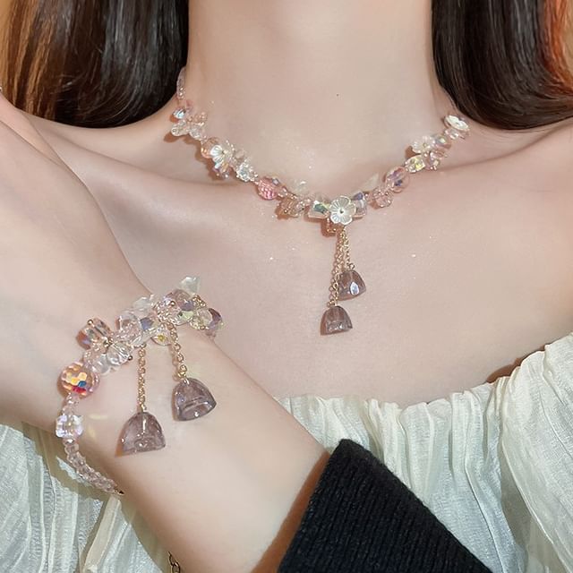 Faux Dangle Earring Choker / Bracelet Crystal