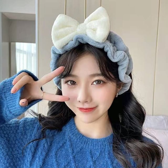 Bow Wash Face Headband Ruffle
