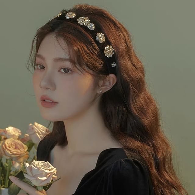 Flower Hair Gemstones Band Rhinestone