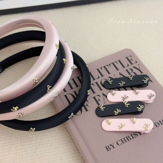 Studded Bow Band / Hair Clip
