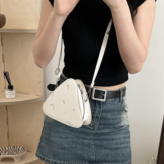 Cheese Faux Leather Crossbody Bag