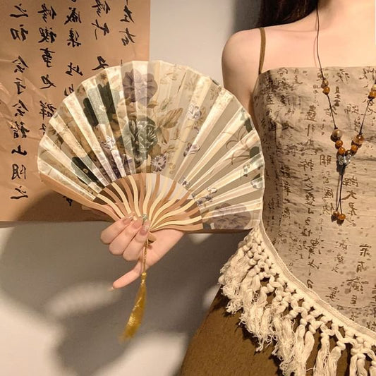 Print Foldable Fan Designs) Hand (Various Bamboo
