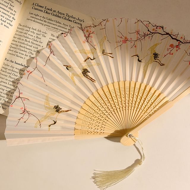 Print Foldable Fan Designs) Hand (Various Bamboo