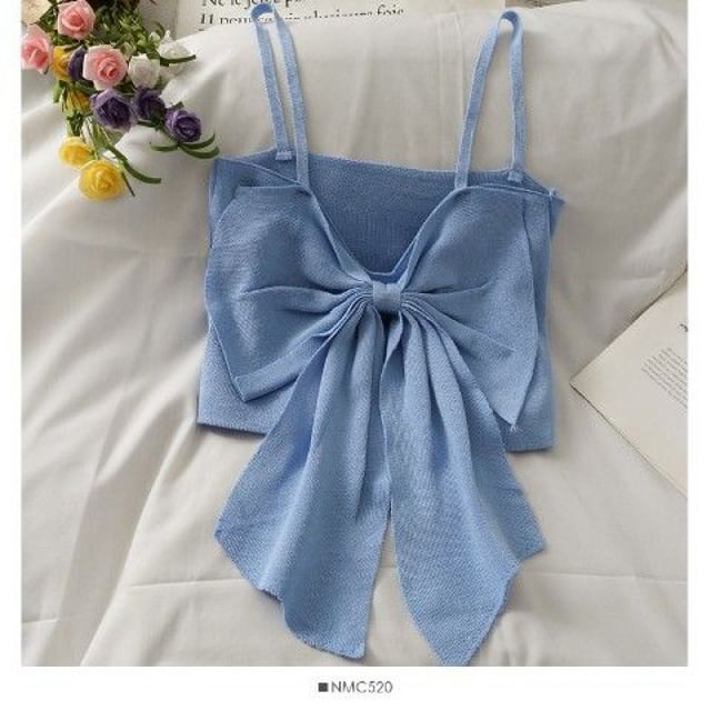 Plain Top Camisole Bow Cropped