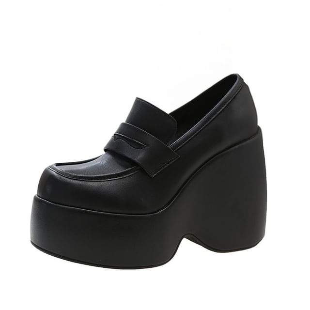 Platform Loafer Wedge Pumps Penny