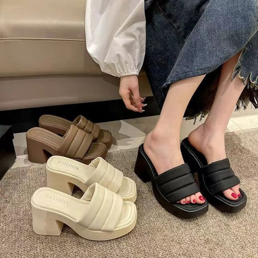 Slide Heel Block Sandals