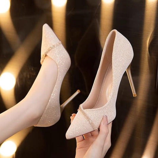 Glitter Pointy Heel Pumps High