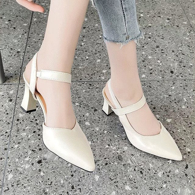 Sandals Slingback Plain High Heel