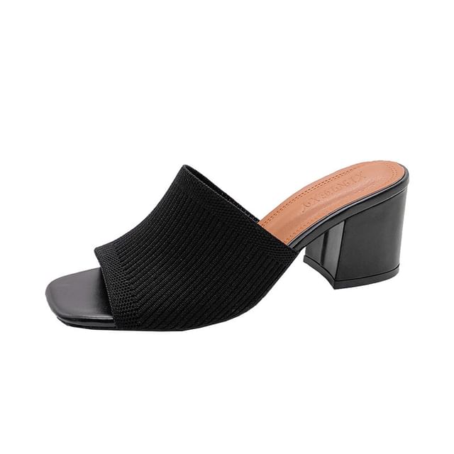 Plain Sandals Slide Block Heel