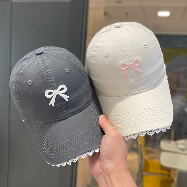 Trim Baseball Embroidered Cap Bow Lace
