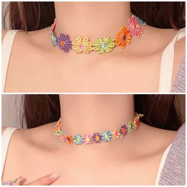 Floral Choker Embroidered