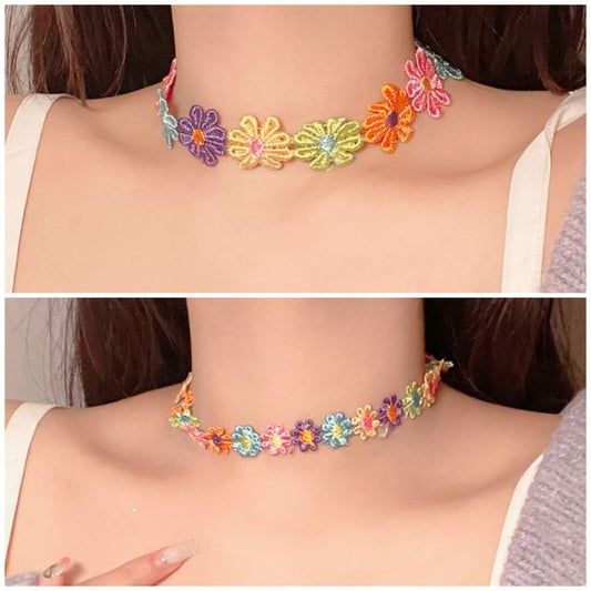 Floral Choker Embroidered