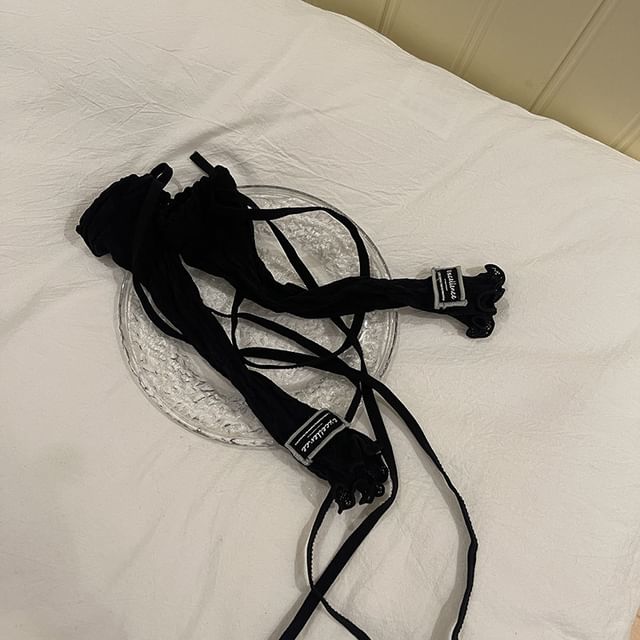 Label Applique Lettuce Edge Lace Arm Sleeves