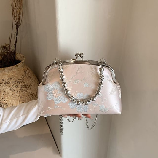 Floral Crossbody Kiss Bag Jacquard Lock