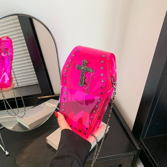 Bag Crisscross Studded PVC Chained Crossbody