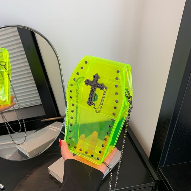 Bag Crisscross Studded PVC Chained Crossbody