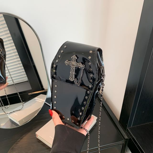 Bag Crisscross Studded PVC Chained Crossbody