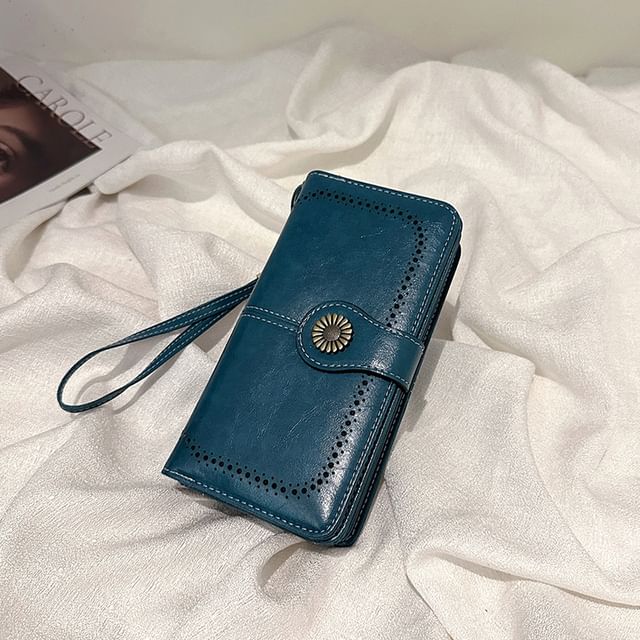 Faux Floral Charm Wallet Leather Long
