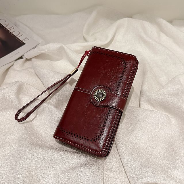Faux Floral Charm Wallet Leather Long