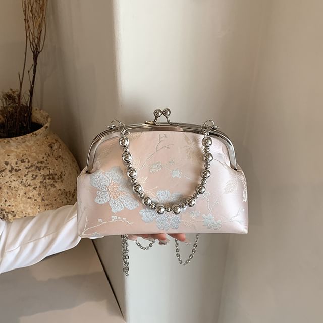 Floral Crossbody Kiss Bag Jacquard Lock