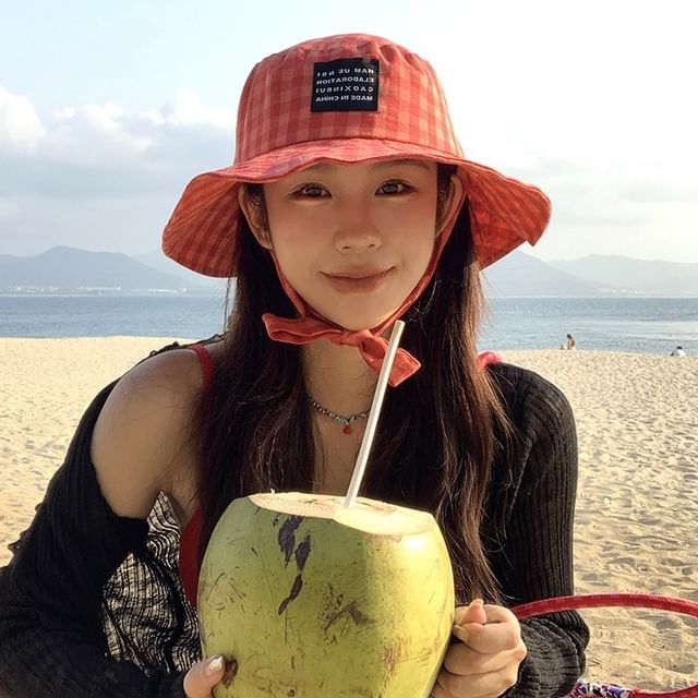 Bucket Gingham Applique Hat