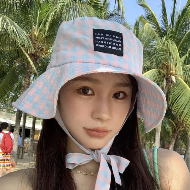 Bucket Gingham Applique Hat