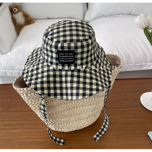 Bucket Gingham Applique Hat