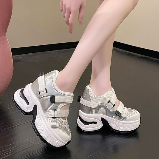 Sneakers Mesh Panel Wedge Platform Hidden Cutout