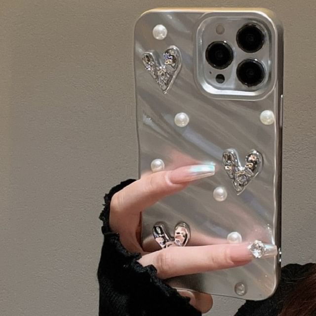 Faux Heart Phone Pearl Case